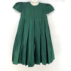 Strasburg Silk Dress Girl Sz 2Y Green Holiday Wedding Crinoline Slip NO SASH